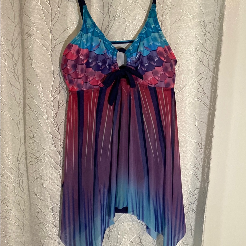 Vibrant Blue and Purple Chemise with Ombre Skirt and Empire Waist